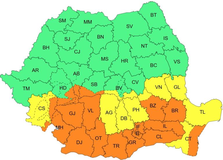 Condițiile meteorologice se transformă radical: Precipitații și temperaturi scăzute în întreaga țară, ninsori viscolite în zonele montane / Alerte meteo emise – HARTĂ